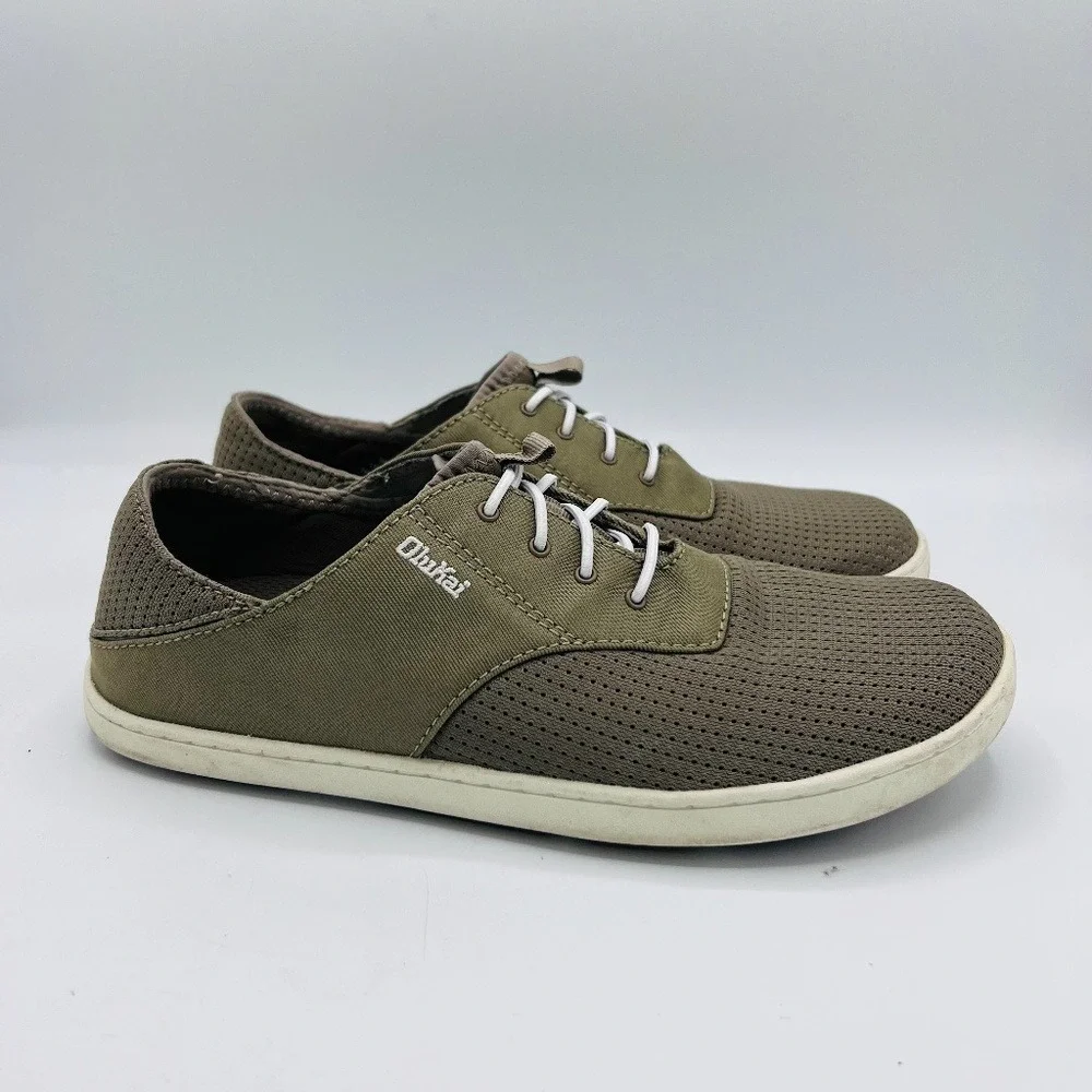 OluKai Men's Nohea Moku No Tie Boat Shoes Clay Tapa Size 40 MSRP $120